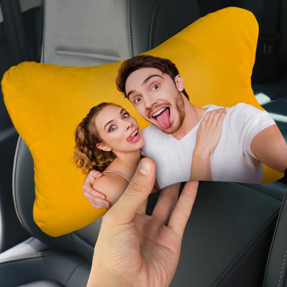 Custom Car Neck Pillow Couple Theme With Your Photo