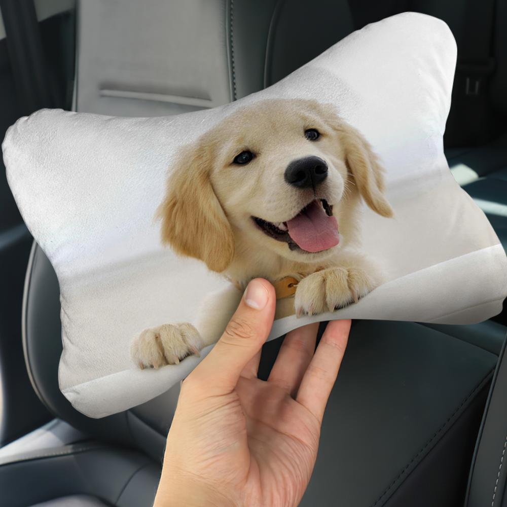 Custom Car Neck Pillow Dog Theme With Your Photo