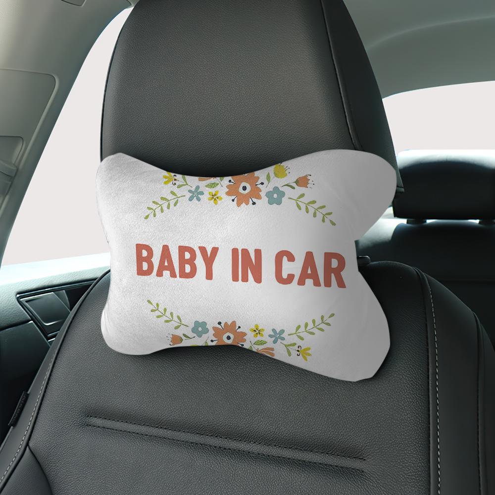 Custom Car Neck Pillow-Baby In Car With Text