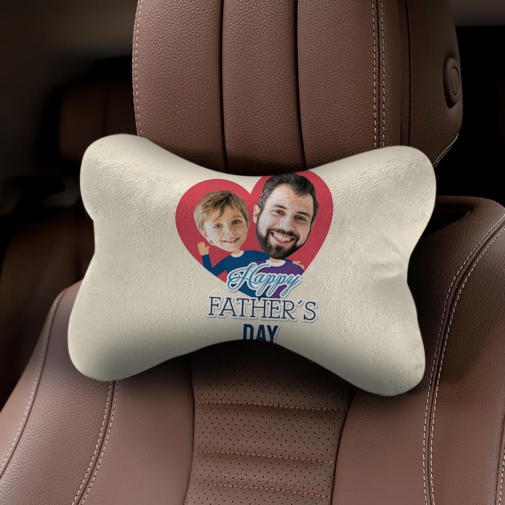 Custom Face Car Neck Pillow Father Theme With Your Photo
