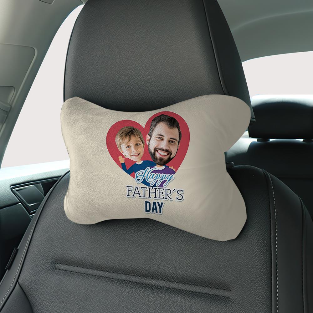 Custom Face Car Neck Pillow Father Theme With Your Photo