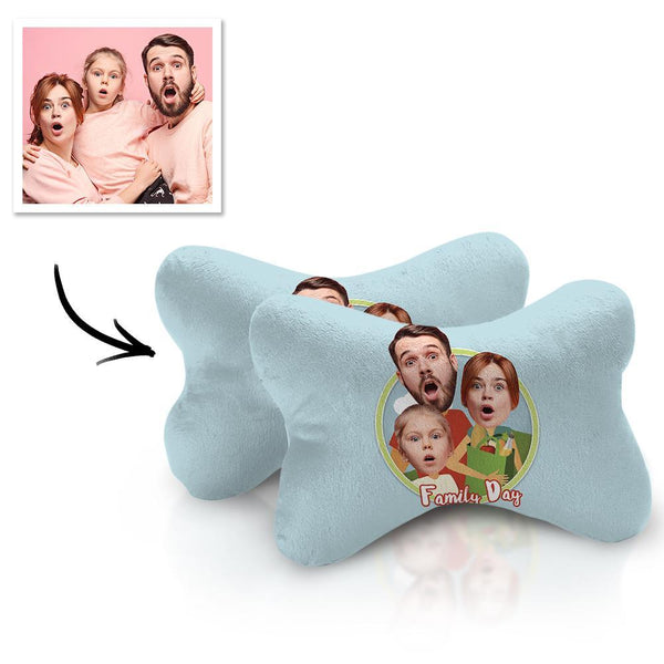 Custom Face Car Neck Pillow Family Theme With Your Photo