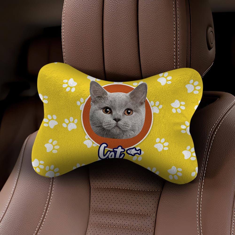 Custom Face Car Neck Pillow Cat Theme With Your Photo