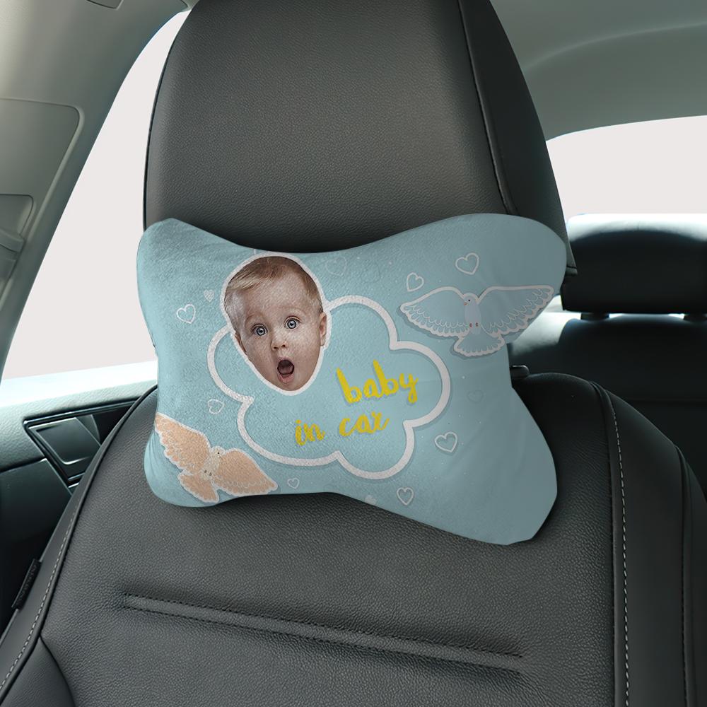 Custom Face Car Neck Pillow Baby Theme With Your Photo