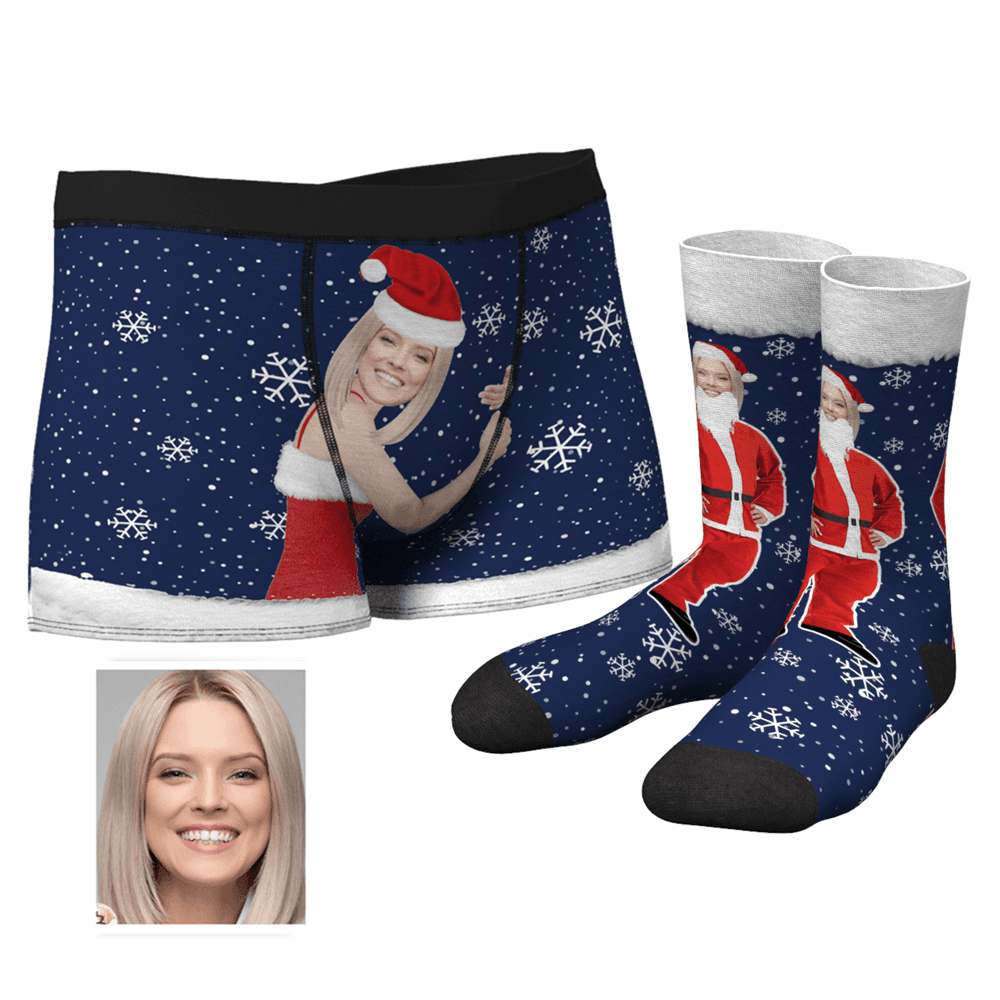 Men's Christmas Face on Body Boxers And Socks Set