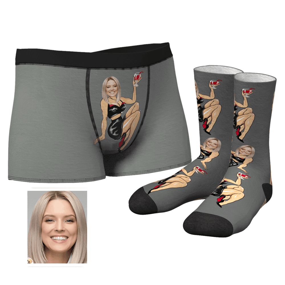 Men's Custom Face on Sexy Girl Body Boxers And Socks Set