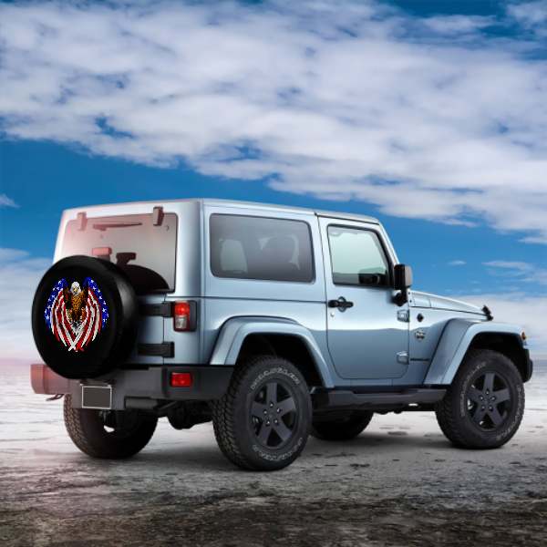 American Eagle &Flag Spare Tire Cover For Jeep/RV/Camper/SUV