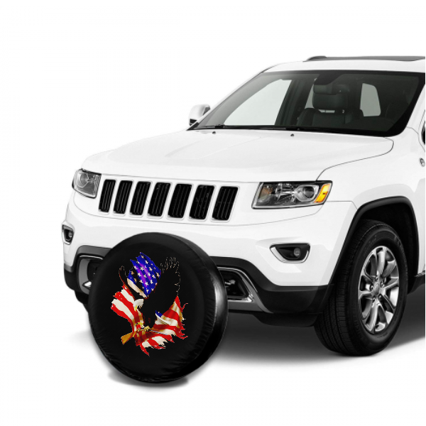 American Eagle&Broken U.S. Flag Spare Tire Cover For Jeep/RV/Camper/SUV