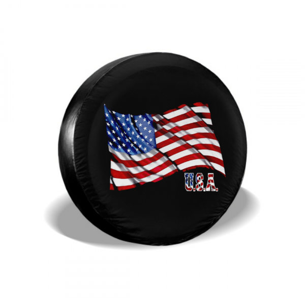 American Flag Fluttering Spare Tire Cover For RV