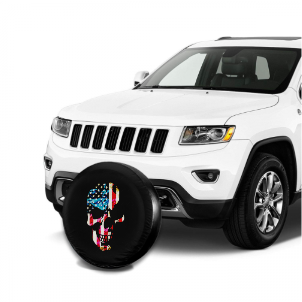 American Flag Skull Spare Tire Cover For RV