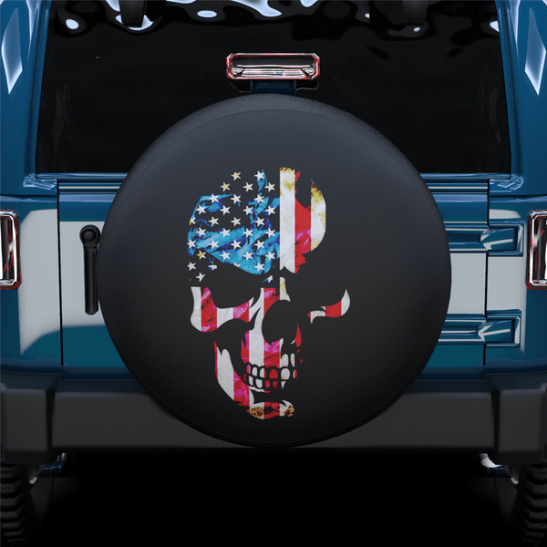American Flag Skull Spare Tire Cover For SUV