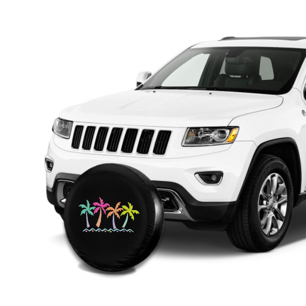 Colorful Coconut Tree Spare Tire Cover For Jeep/RV/Camper/SUV
