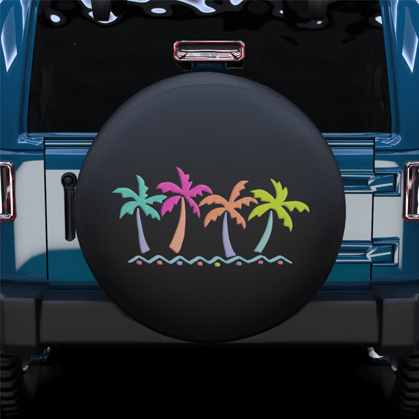 Colorful Coconut Tree Spare Tire Cover For SUV
