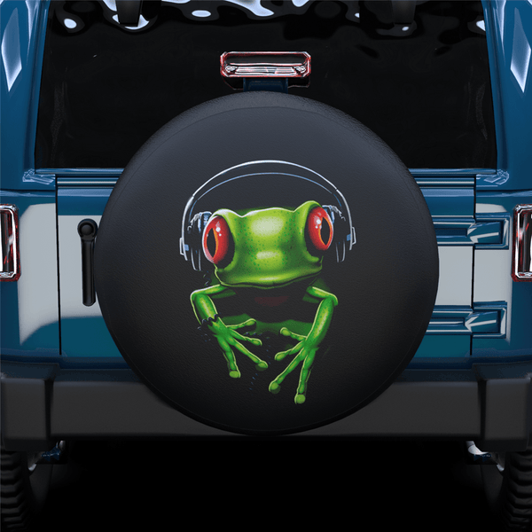 Frog Listening To Music Spare Tire Cover