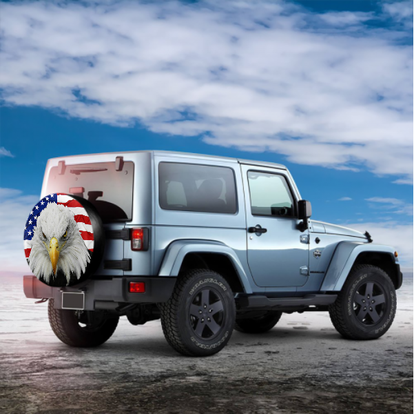 White Head Eagle American Flag Spare Tire Cover For RV