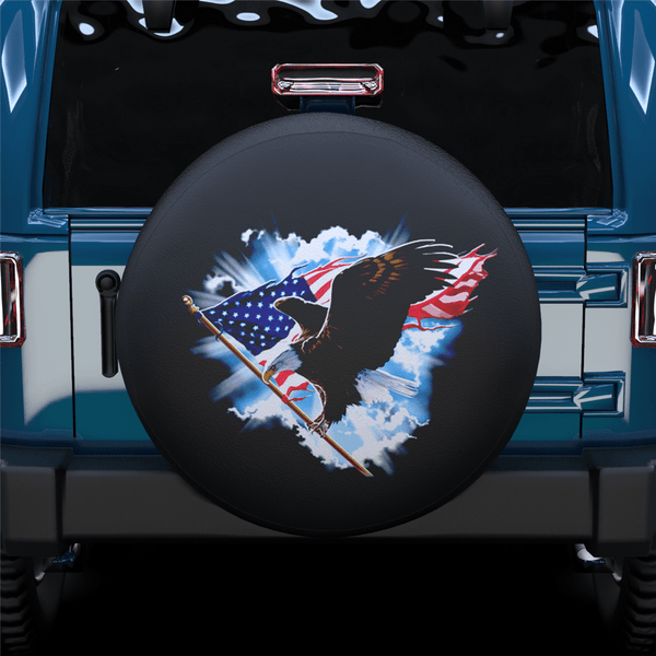 Fly American Eagel Spare Tire Cover For Jeep/RV/Camper/SUV