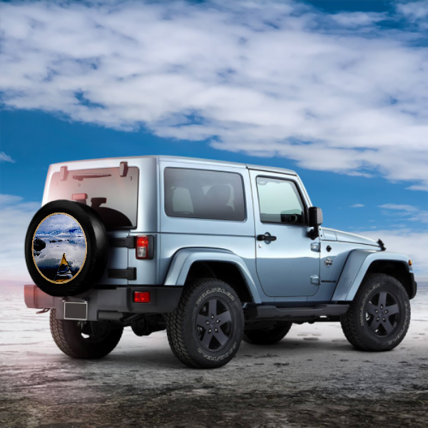 White Landscape Spare Tire Cover For Jeep/RV/Camper/SUV