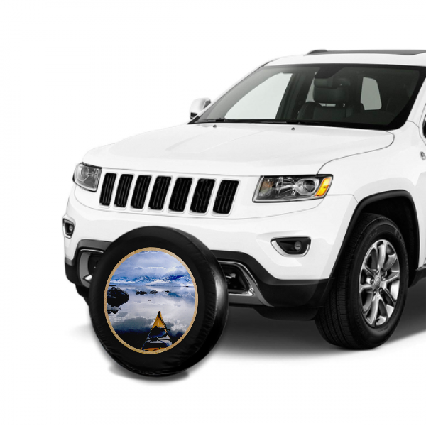 White Landscape Spare Tire Cover For Jeep/RV/Camper/SUV