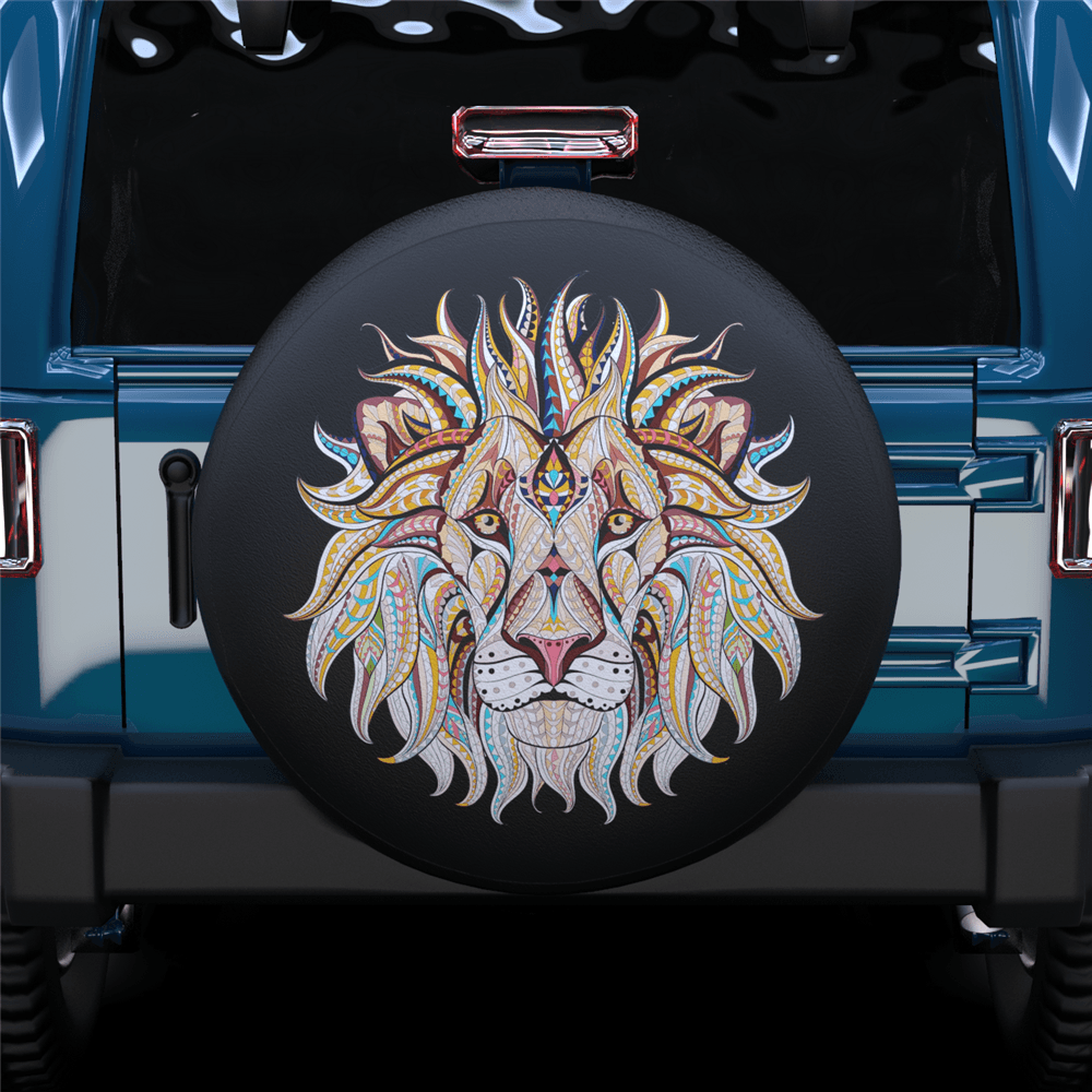 Color Art Lion Head Spare Tire Cover For Jeep/RV/Camper/SUV