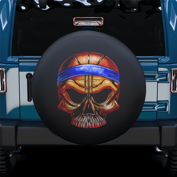 Basketball Theme Skull Spare Tire Cover For Jeep/RV/Camper/SUV
