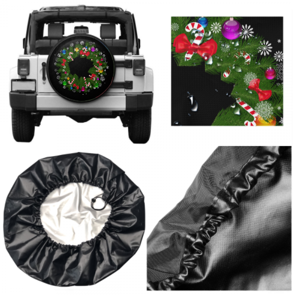 Christmas Wreath Spare Tire Cover For Jeep/RV/Camper/SUV