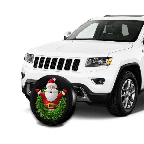 Santa Claus & Wreath Spare Tire Cover For Jeep/RV/Camper/SUV