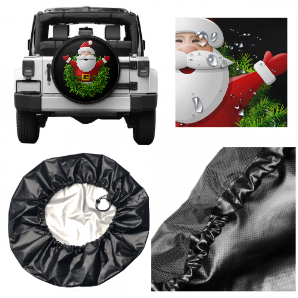 Santa Claus & Wreath Spare Tire Cover