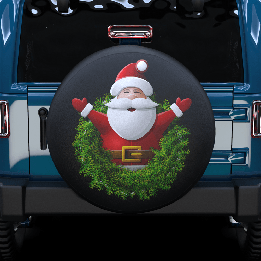 Santa Claus & Wreath Spare Tire Cover For Jeep/RV/Camper/SUV
