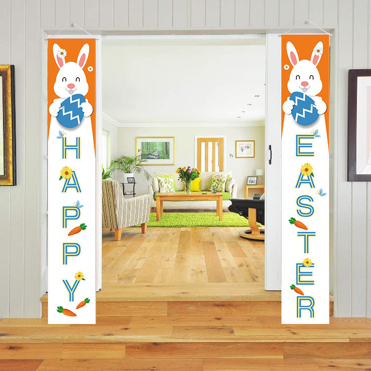 Easter Decoration Couplets Holiday Party Decoration Outdoor Porch Hanging Flags