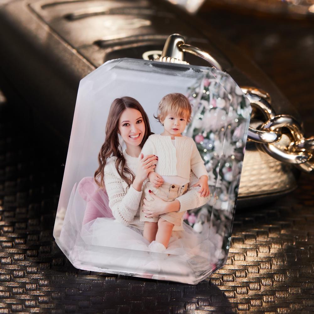 Gifts for Her Custom Crystal Photo Keychain - Rectangle