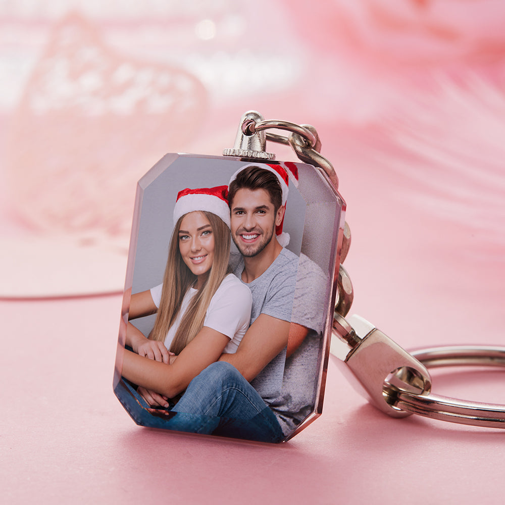 Gifts for Her Custom Crystal Photo Keychain - Rectangle