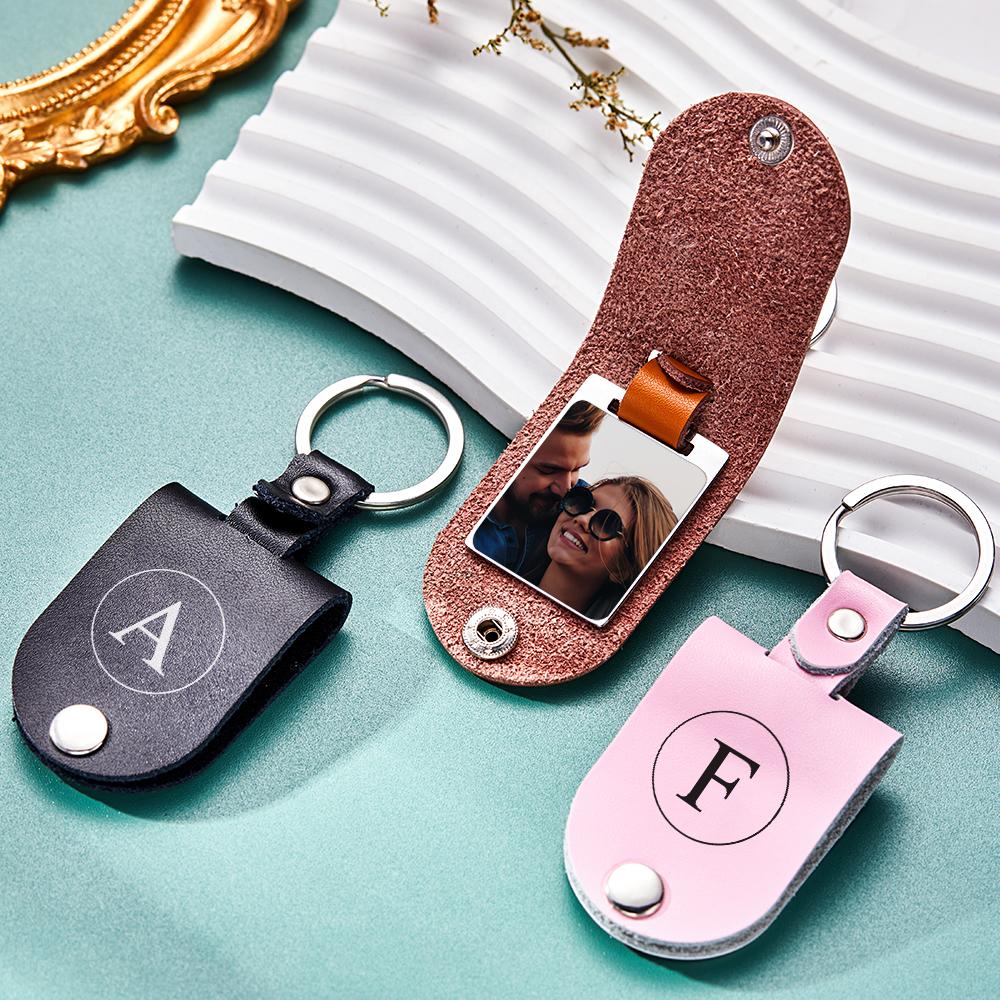 Custom Photo Engraved Keychain Simple Leather Fashion Gifts