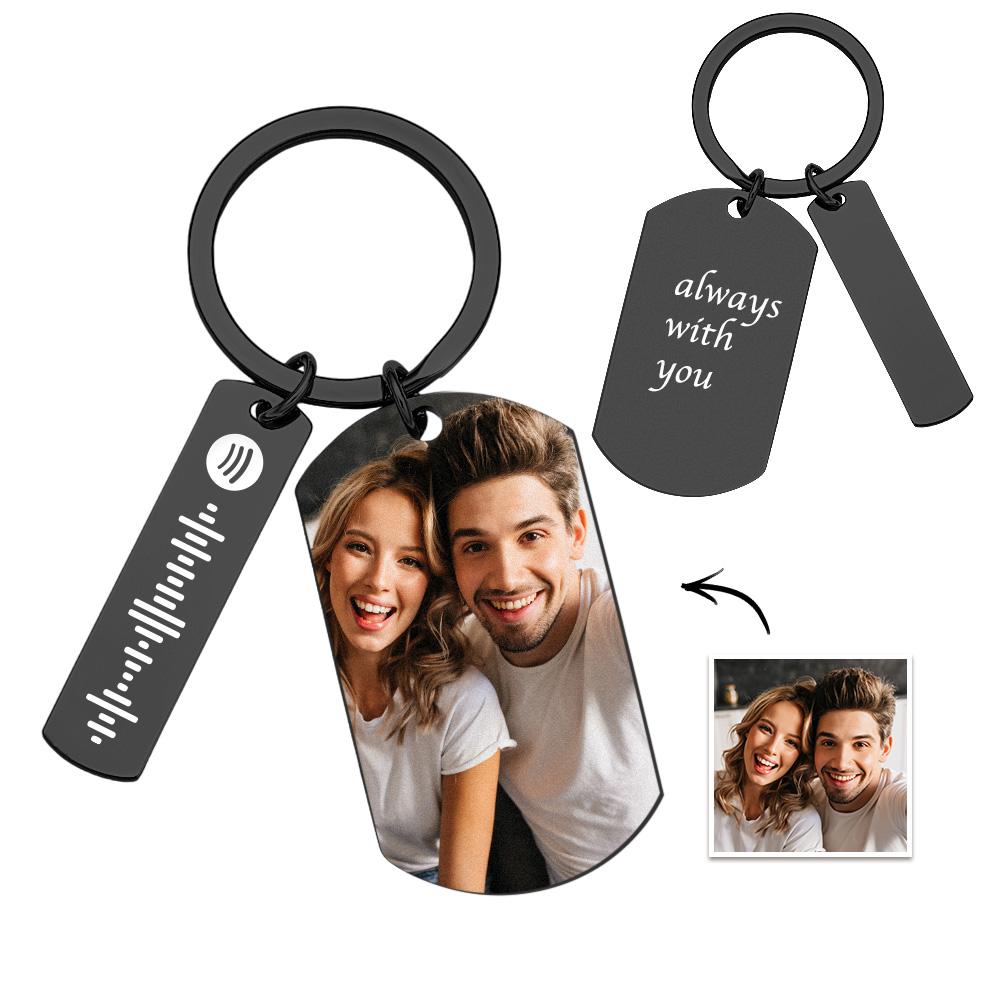 Custom Scannable Spotify Code Keychains Photo Engraved Creative Metal Gifts