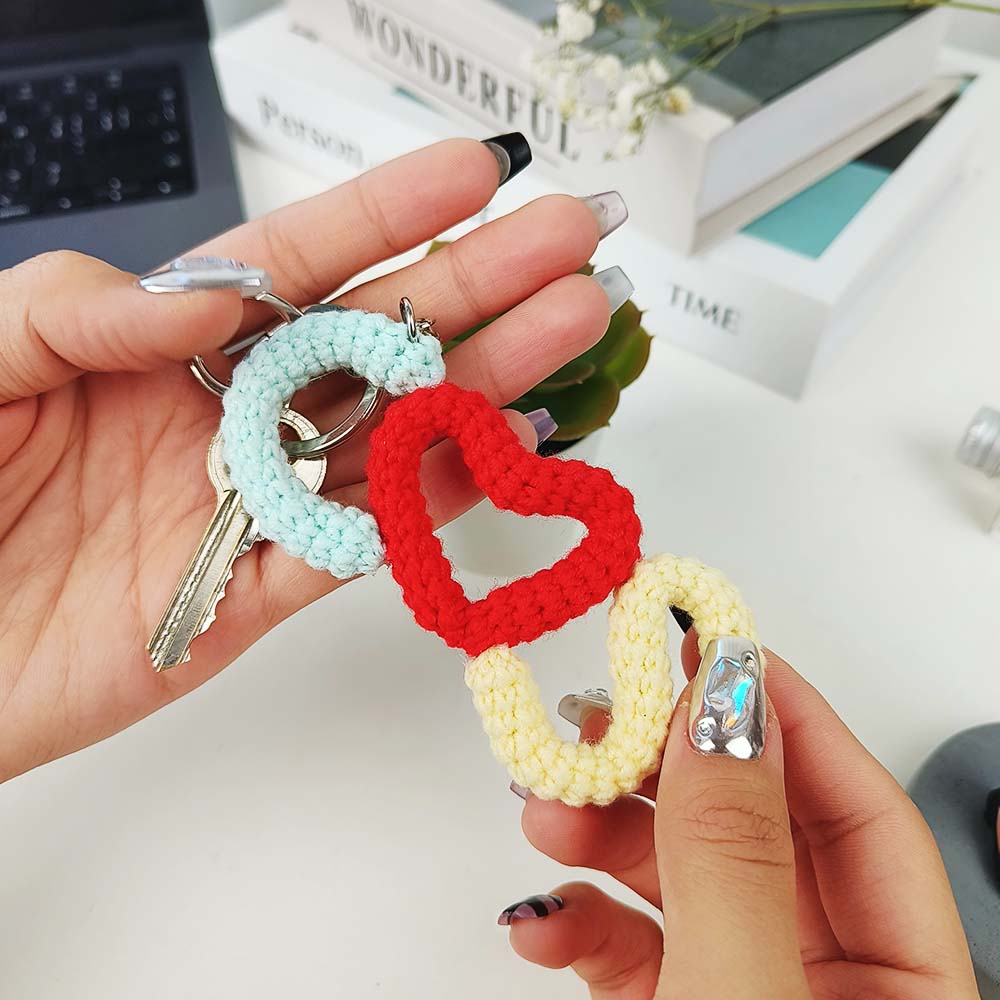 Custom Crochet Keychain Personalized Initials Keychains Handwoven Keyring Gift
