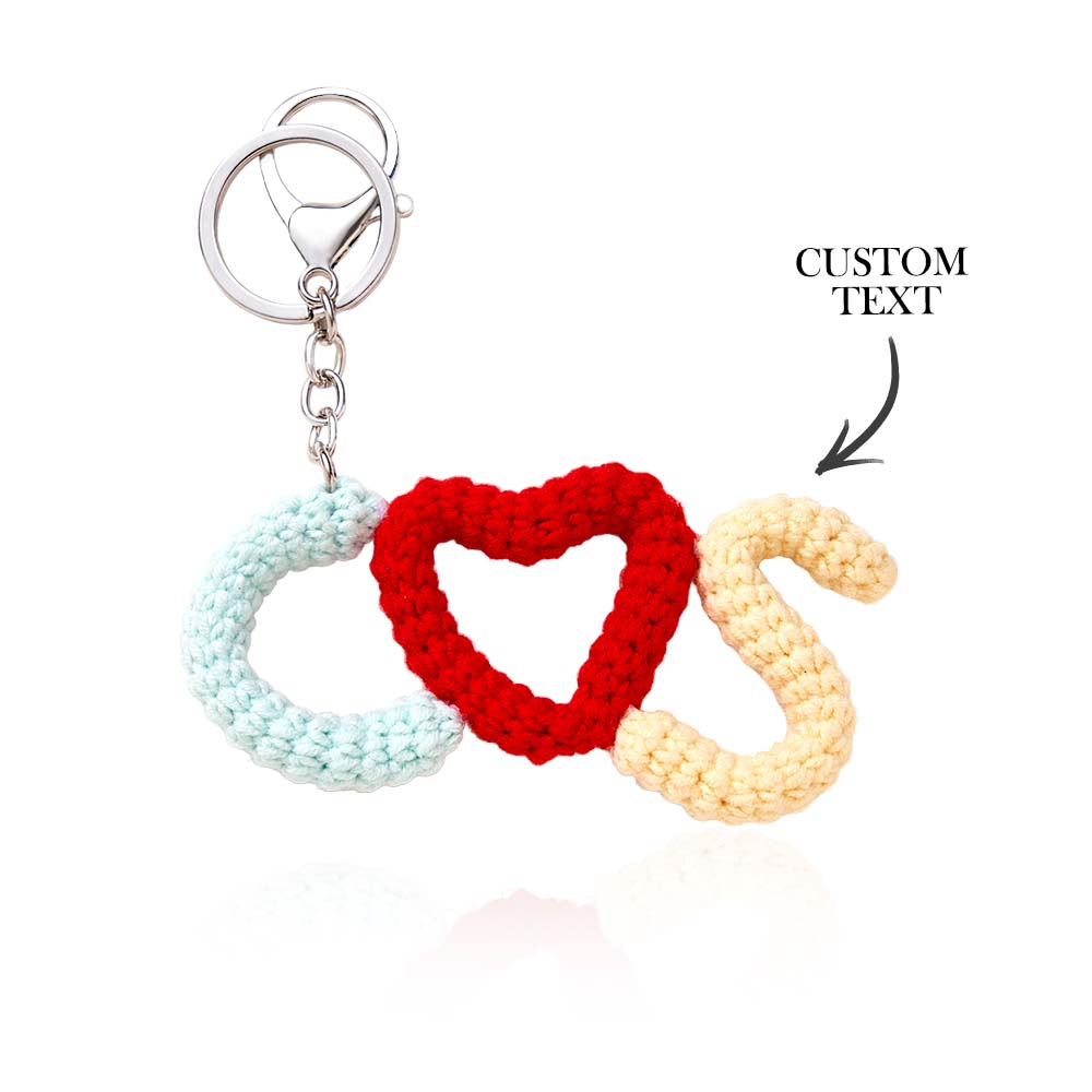 Custom Crochet Keychain Personalized Initials Keychains Handwoven Keyring Gift