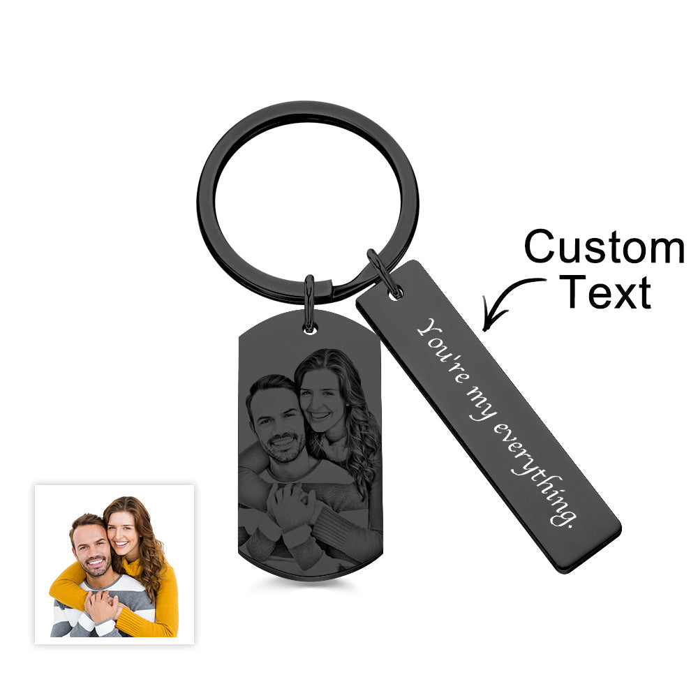 Personalized Photo Keychain With Text Unique Engraved Keychain Gifts For Couples