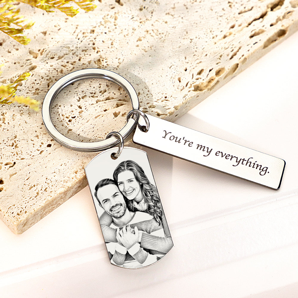 Personalized Photo Keychain With Text Unique Engraved Keychain Gifts For Couples