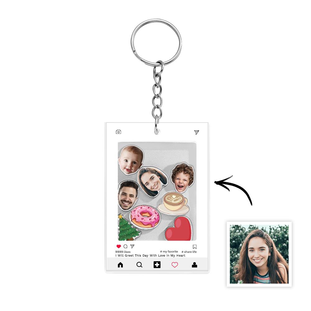 Custom Face Acrylic Keychain Personalized Text