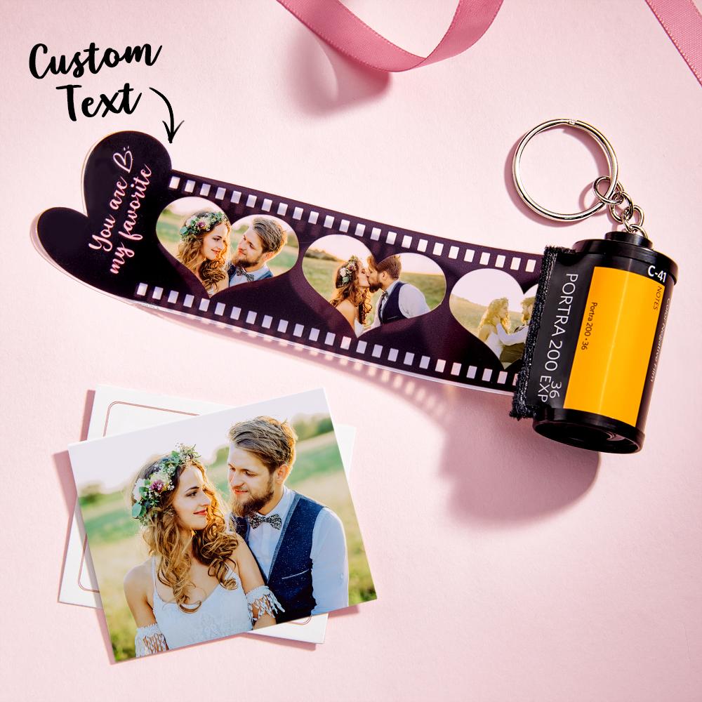 Custom Engraved Photo Film Keychain Camera Roll Creative Heart Gifts