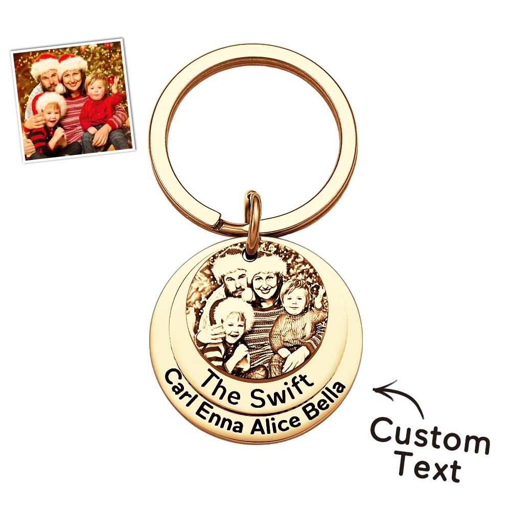 Custom Family Photo Keychain With Name Personalized Christmas Gift