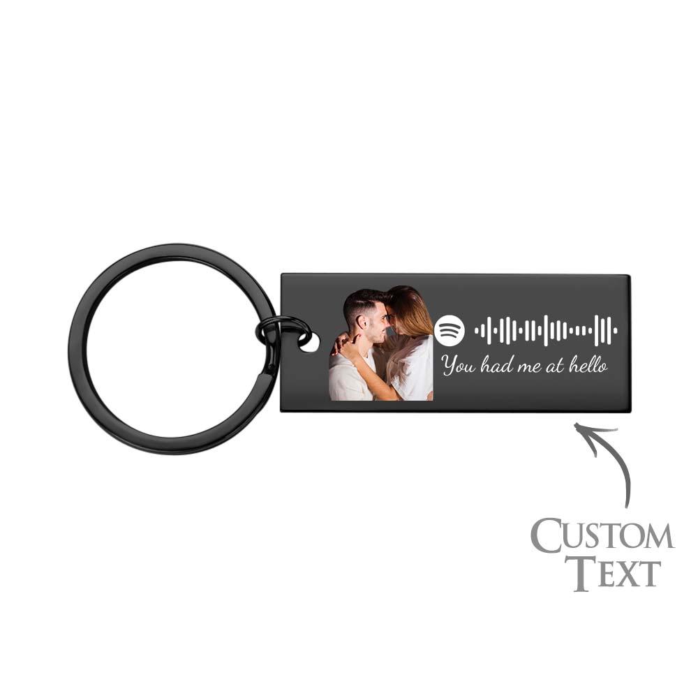 Custom Photo Engraved Spotify Music Keychain Stainless Steel Scannable Code Best Gifts For Couples