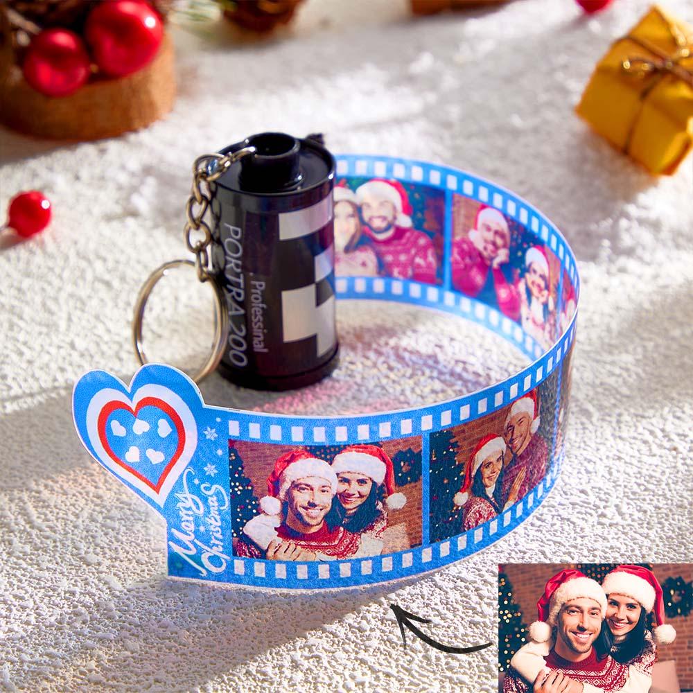 Custom Photo Film Roll Keychain Colorful Heart Decor Camera Keychain Christmas Day Gift