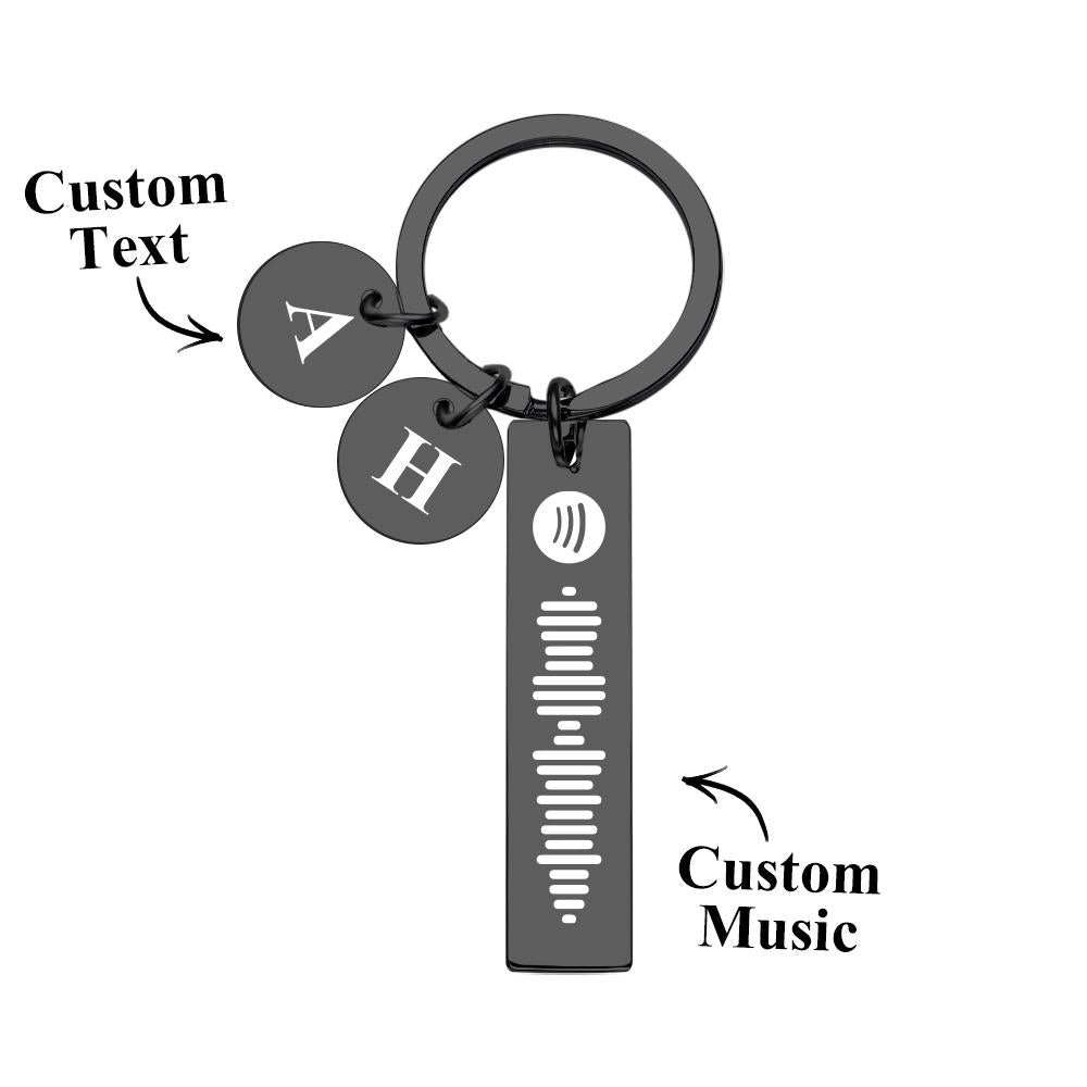 Scannable Spotify Code Keychain With Engraved Circle Pendant Custom Music Song Keychain Gift