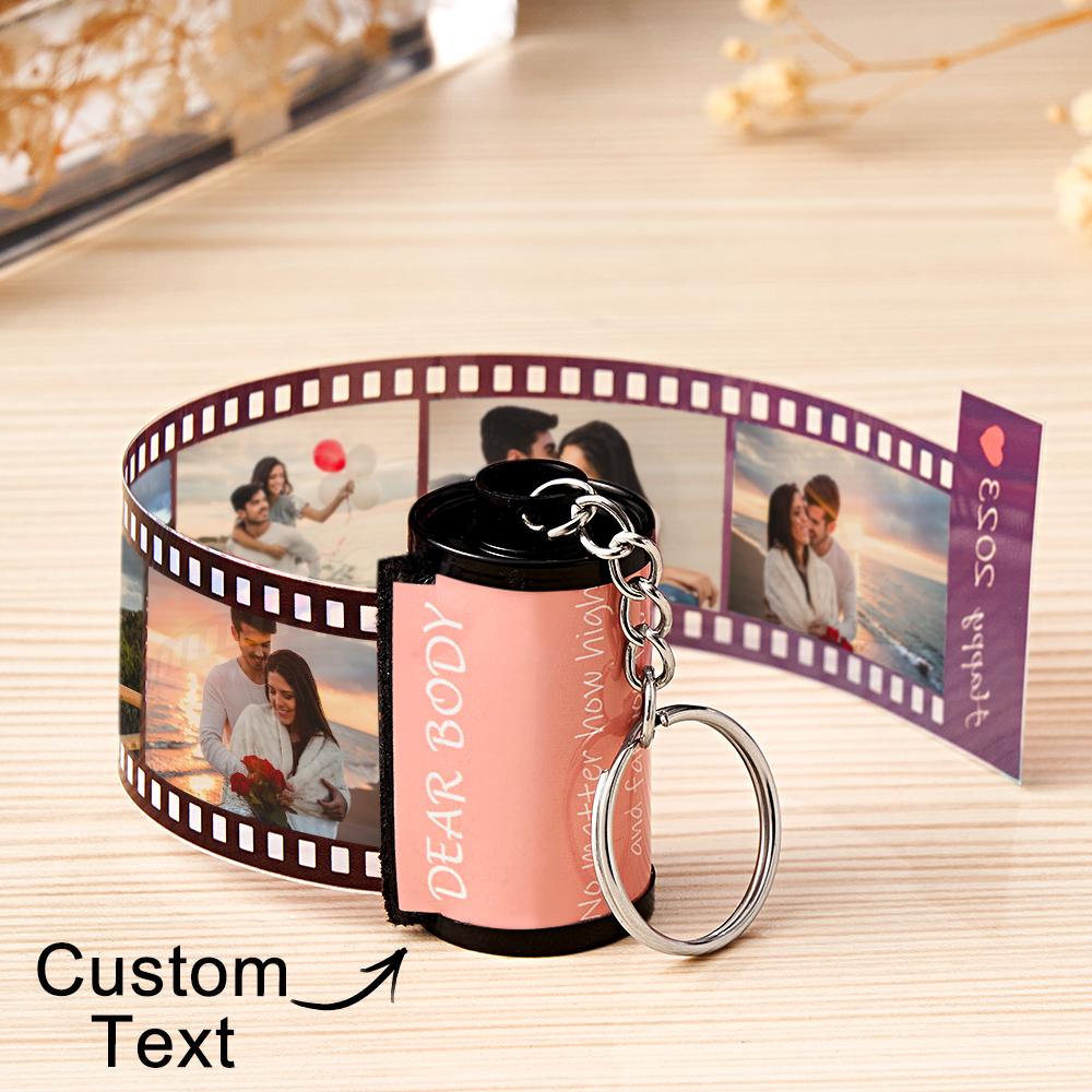 Custom Text Colorful Roll Film Keychain Camera Keychain Meaningful Gifts For Couples