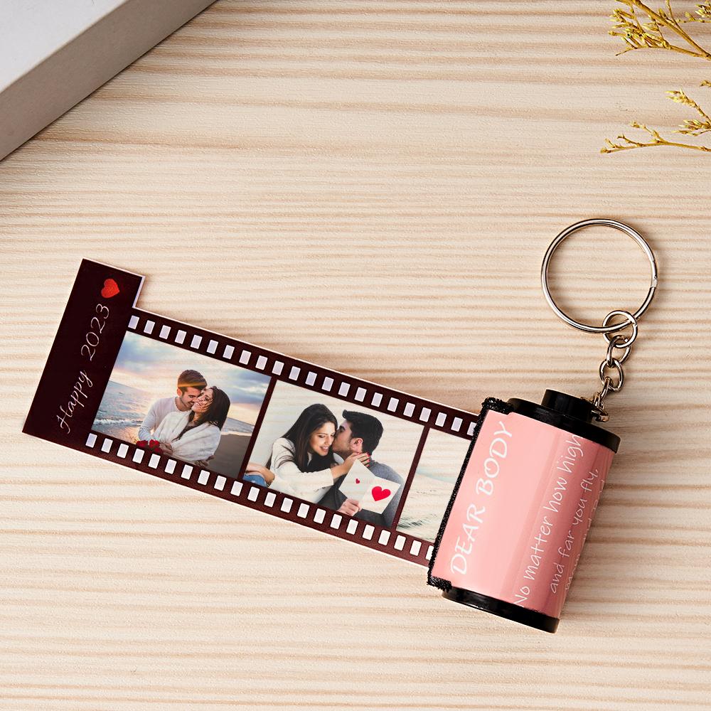 Custom Text Colorful Roll Film Keychain Camera Keychain Meaningful Gifts For Couples