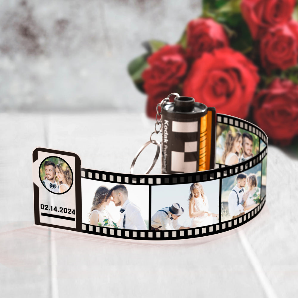 Custom Photo Film Roll Keychain With Text Memory Camera Keychain Valentine's Day Gifts For Couples