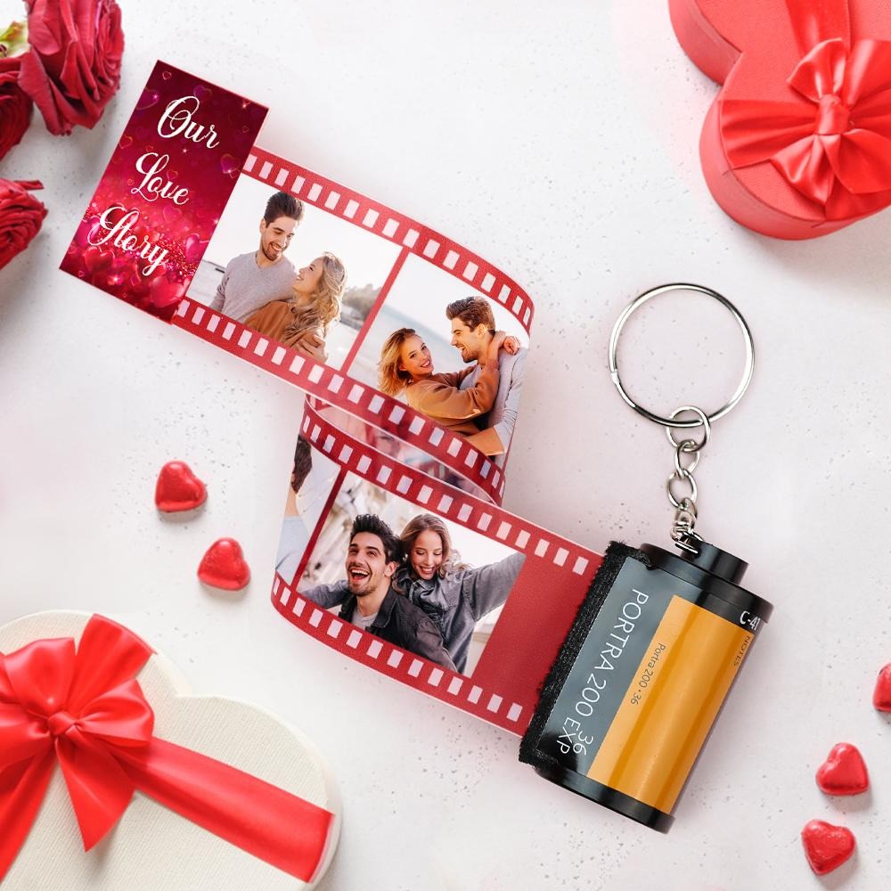 Love Story Photo Camera Keychain Love Pocket Film Roll Keychain Valentine's Day Gifts For Couples