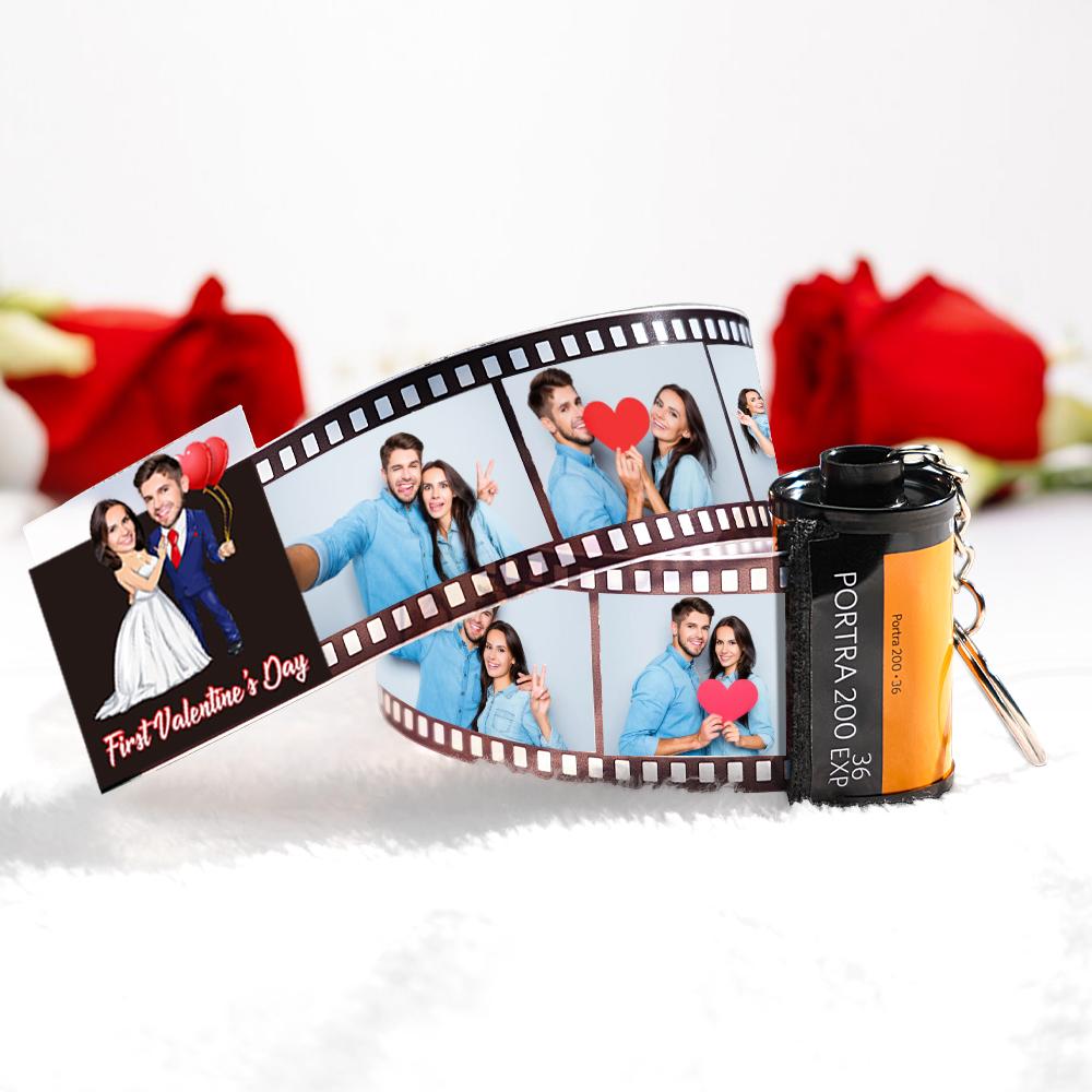 Custom Face Camera Keychain Personalized Photo Love Balloon Film Roll Keychain Valentine's Day Gifts For Couples
