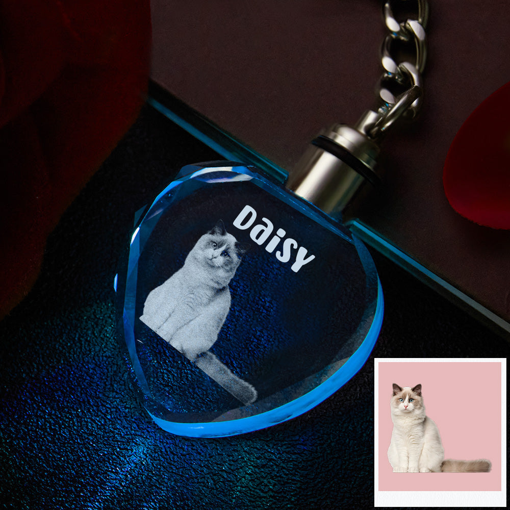 Crystal Keychain Custom Photo Pet Keepake Keyring Heart Multicolor