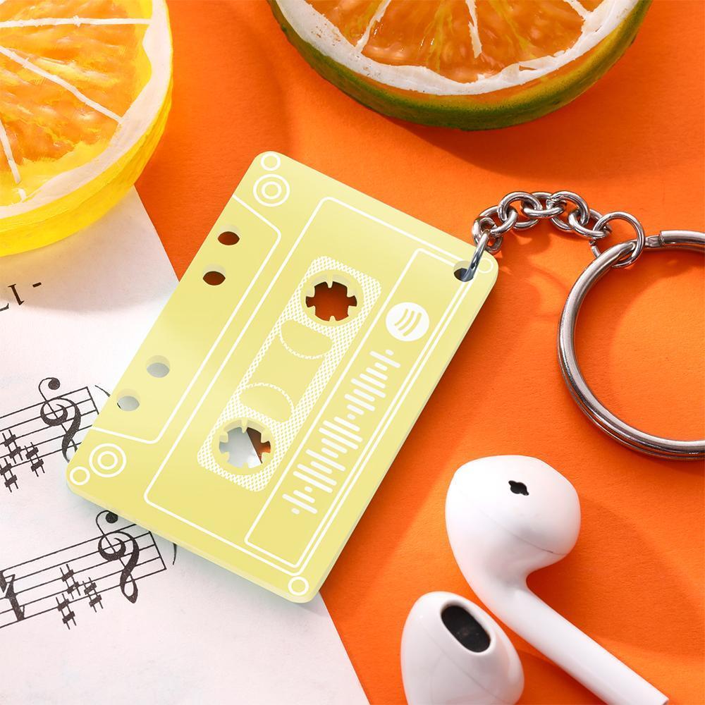 Custom Spotify Code Music Song Keychain Memorial Gifts-Yellow